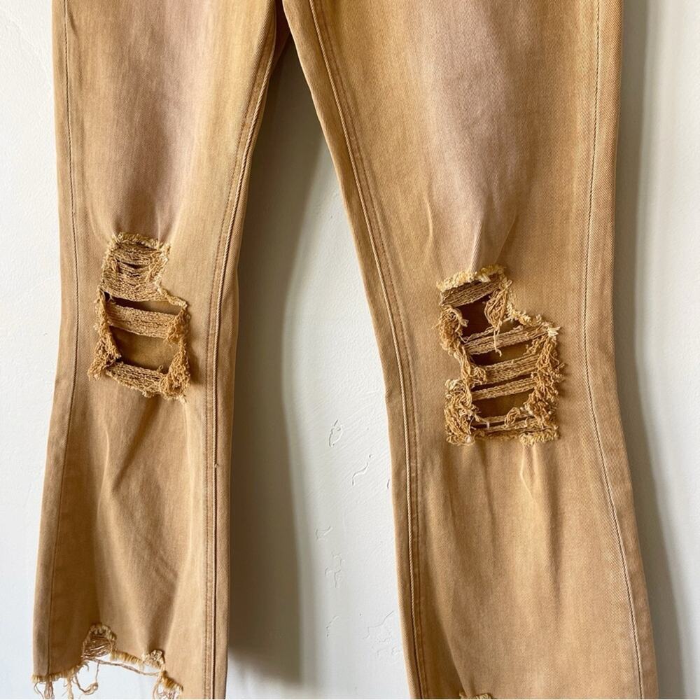 Vervet 90s Vintage High Rise Crop Flare Jean in Army Khaki Size 26 Distressed - Picture 8 of 13